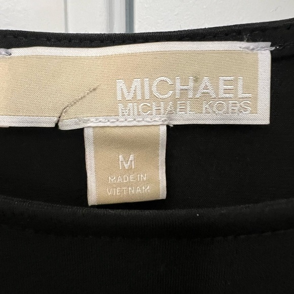 Michael Kors Black Short Sleeve Top with Cut-Out Details size M EUC - Picture 3 of 7